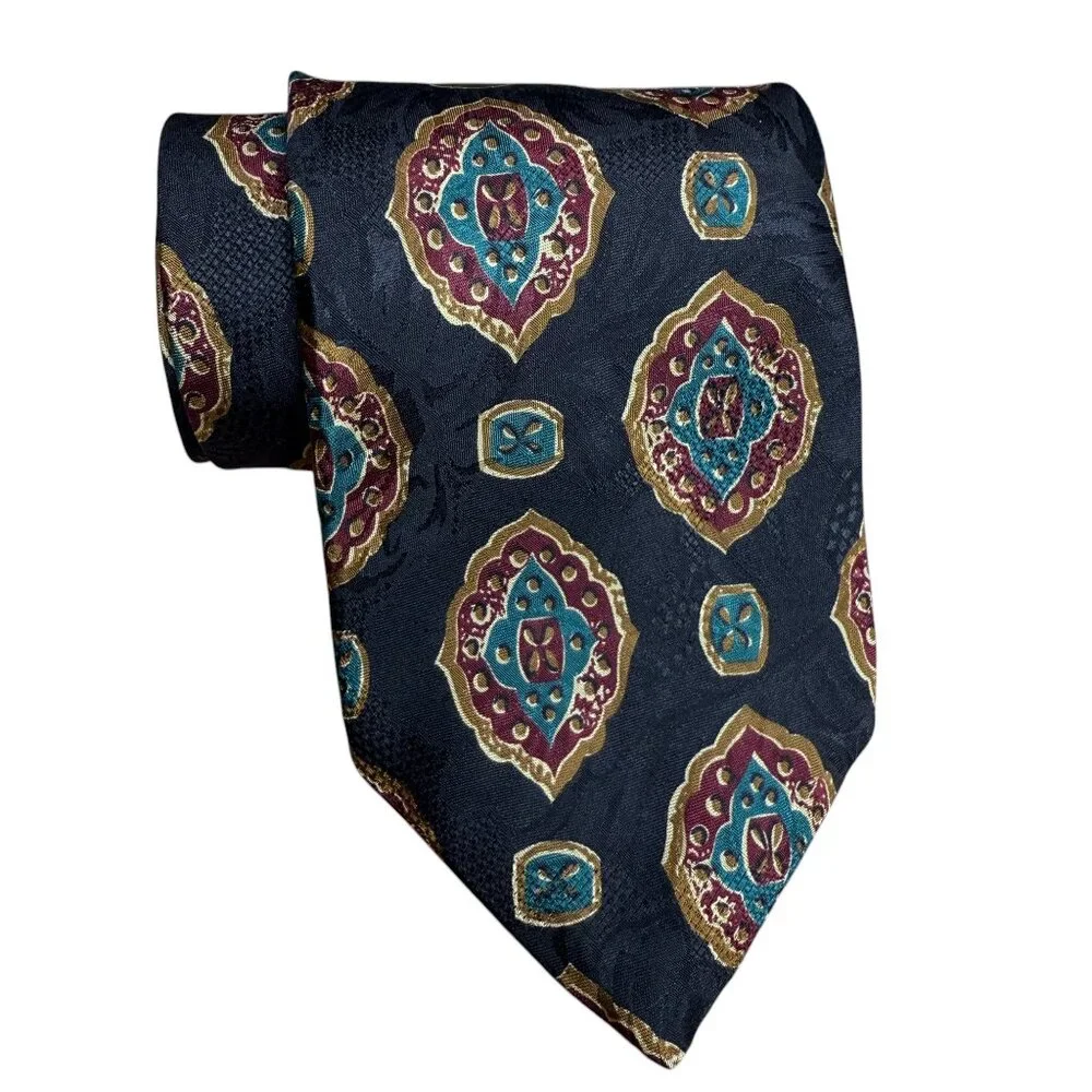 EUC Aquascutum‎ London All-Silk Hand-Finished Black Tie